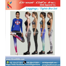 Sublimação Atacado feminino sportswear conjunto de sutiã sexy sem costura e leggings de ioga